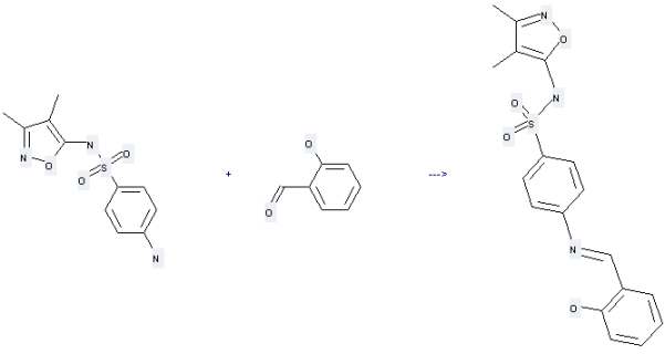 Sulfisoxazole can be used to produce N-salicylidene-sulfanilic acid-(3,4-dimethyl-isoxazol-5-ylamide) by heating